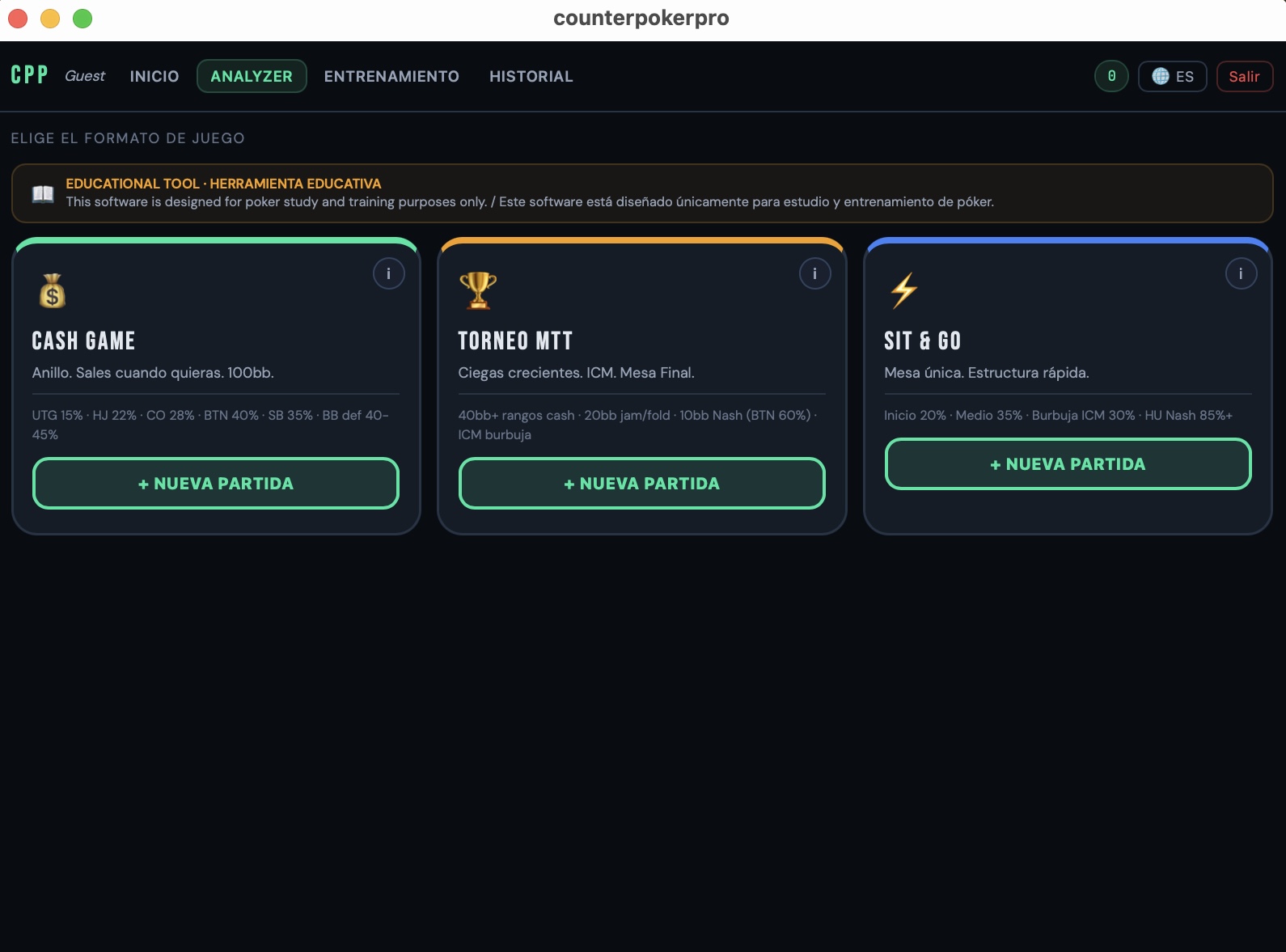 Elige el formato de juego